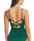 Фото #2 товара Women's Pucker Up Textured Notched-Neck Tankini Top, Created for Macy's