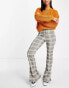 Фото #4 товара Noisy May flared trousers in grey & cream check