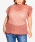 Plus Size Pleated Spot Top