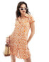 Фото #1 товара ASOS DESIGN printed plisse button mini dress in orange print