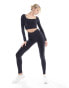 Фото #2 товара Miss Selfridge v front rib seamless legging co-ord in washed charcoal