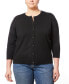 ფოტო #1 პროდუქტის Plus Size Novelty-Button 3/4-Sleeve Cardigan Sweater