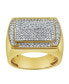 ფოტო #2 პროდუქტის Hip Hop Headlight Natural Certified Diamond3.24 cttw Round Cut 14k Yellow Gold Statement Ring for Men