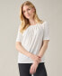 ფოტო #4 პროდუქტის Women's Crewneck Elbow-Length-Sleeve Blouse