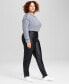 Фото #3 товара Trendy Plus Size Faux-Leather Pintucked Leggings, Created for Macy's