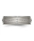 Titanium Brushed Criss-cross Design Ridged Edge Band Ring