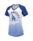 Фото #3 товара Women's Royal and White Los Angeles Dodgers Shortstop Ombre Raglan V-Neck T-Shirt