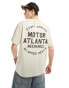 Bershka motor atlanta printed t-shirt in stone