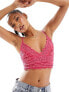 Фото #1 товара Free People lace ruffle bralet in raspberry pink