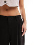 Фото #7 товара ASOS DESIGN Petite Wide leg dad trouser with linen in black