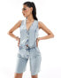 Фото #1 товара Kaiia denim waistcoat co-ord in blue acid wash