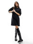 Fred Perry gathered sleeve t-shirt dress in black