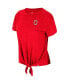 ფოტო #2 პროდუქტის Women's Scarlet Distressed Ohio State Buckeyes Finalists Tie-Front T-shirt