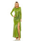 ფოტო #1 პროდუქტის Women's Long Sleeve Gathered Waist Metallic Gown