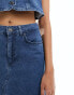 Something New Denim maxi skirt with contrast split front pannel co-ord in medium blue wash