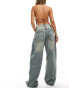 Фото #4 товара Mango washed front straight leg jeans in light blue