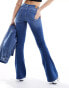 Фото #4 товара ONLY flared jeans in mid blue denim