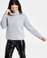 Фото #1 товара Women's Metallic-Knit Studded Turtleneck Sweater, Created for Macy's