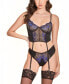 Women's Lace, Micro Bustier and Panty 2 Pc Lingerie Set