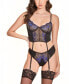 ფოტო #1 პროდუქტის Women's Lace, Micro Bustier and Panty 2 Pc Lingerie Set