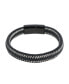 ფოტო #1 პროდუქტის Loose Fit Esteban Black and Silver Braided Bracelet