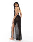 Фото #6 товара ASOS DESIGN halter crochet knit maxi beach dress in black