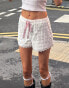 Labelrail x Daisy Birchall ruffle bloomer shorts with pink bow in white