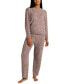 Women's Lounge and Sleepwear Set with Cozy Teddy Long Sleeve Top and Wide Leg Pants