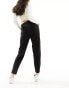 JDY slim fit trousers with frill waistband in black