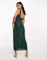 Фото #4 товара ASOS DESIGN embellished herringbone midaxi dress with cut out side detail in green