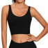 Lemedy 299959 Women Sports Bra Longline Crop Tank Top (M/6, Black)