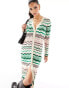 Фото #8 товара River Island chevron knitted maxi cardigan co-ord in green