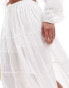 Rhythm classic tiered maxi skirt in white