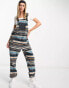 Kavu Pocatello fleece dungarees in fairisle print