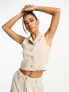 Фото #3 товара Miss Selfridge co-ord button through waistcoat in taupe pinstripe