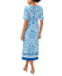 Фото #2 товара Petite Printed Border-Hem Tie-Waist Midi Dress