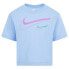 Фото #1 товара Футболка детская Nike с коротким рукавом и логотипом Swoosh в акварельно-голубом цвете