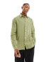 Tommy Hilfiger pigment dyed solid regular fit shirt in olive green Зеленый, L - 52 - фото #1