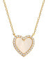 ფოტო #1 პროდუქტის Mother of Pearl & Cubic Zirconia Heart Halo Pendant Necklace in 18k Gold-Plated Sterling Silver, 16" + 2" extender, Created for Macy's