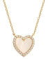 ფოტო #1 პროდუქტის Mother of Pearl & Cubic Zirconia Heart Halo Pendant Necklace in 18k Gold-Plated Sterling Silver, 16" + 2" extender, Created for Macy's