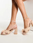 Glamorous Exclusive mid heel sandals with bow in blush