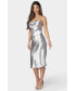 Фото #3 товара Women's Hammered Satin Rhinestone Dress