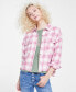 ფოტო #3 პროდუქტის Women's Cotton Plaid Fringe-Hem Cropped Shirt