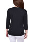 ფოტო #2 პროდუქტის Petite 3/4 Sleeve Knit Crepe Studded Keyhole Top