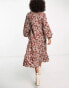 Pretty Lavish smock midaxi dress in brown abstract zebra print