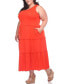 Фото #3 товара Plus Size Scoop Neck Tiered Midi Dress