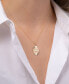 ფოტო #3 პროდუქტის Diamond Baguette Oval Pleated Disc Pendant Necklace (1/10 ct. t.w.) in 14k Gold, 16" + 2" extender