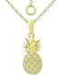 Фото #3 товара Giani Bernini cubic Zirconia Pineapple Pendant Necklace in 18k Gold-Plated Sterling Silver, 16" + 2" extender, Created for Macy's