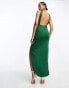 Фото #6 товара ASOS DESIGN high neck bodycon midi dress with split in forest green