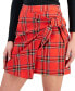 ფოტო #3 პროდუქტის Juniors' Plaid Tie-Front Mini Skirt